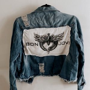 Bon Jovi One of a kind up cycled jean jacket